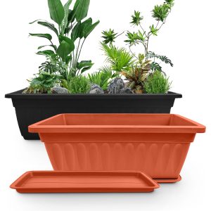 rectangale plastic flower pots